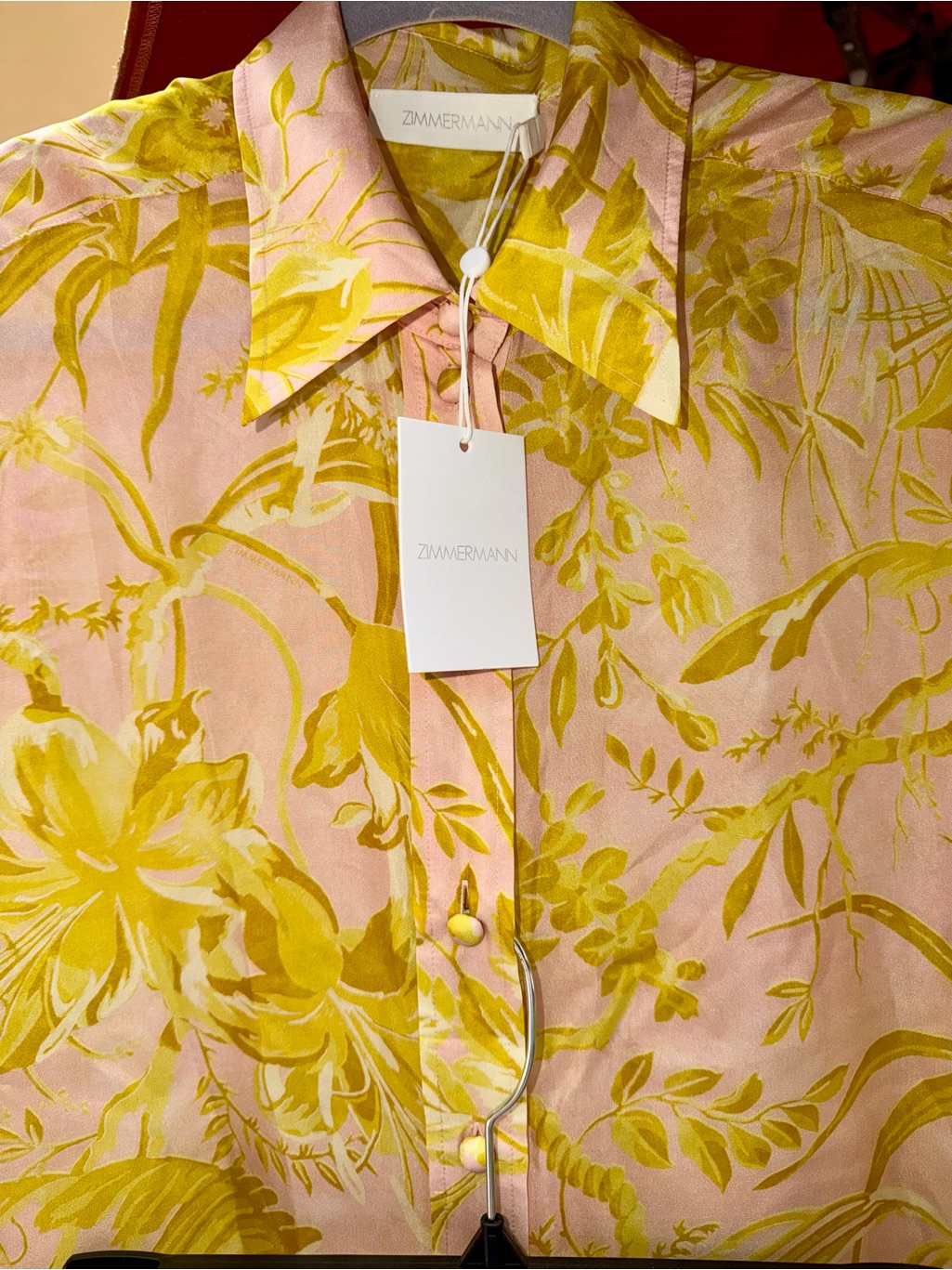 Zimmermann Pink And Yellow Floral Silk Button-Down Shirt